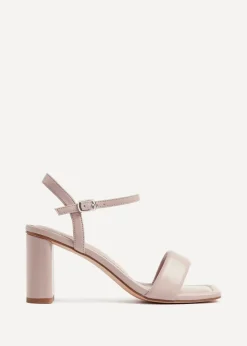 Linzi Balfour Mocha Faux Leather Block Heeled Sandal