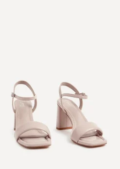 Linzi Balfour Mocha Faux Leather Block Heeled Sandal