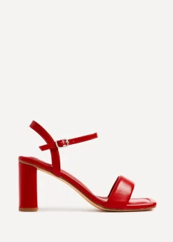 Linzi Balfour Red Faux Leather Block Heeled Sandal