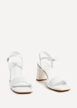 Linzi Balfour White Faux Leather Block Heeled Sandal