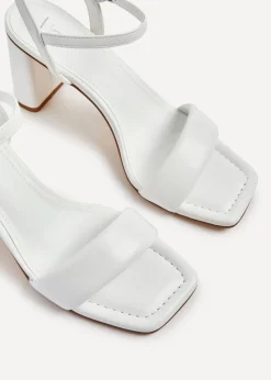 Linzi Balfour White Faux Leather Block Heeled Sandal