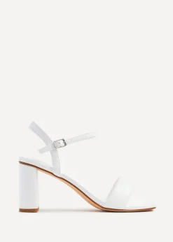 Linzi Balfour White Faux Leather Block Heeled Sandal