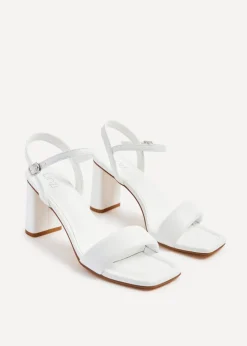Linzi Balfour White Faux Leather Block Heeled Sandal