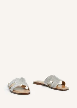 Linzi Becca Silver Diamante Embellished Slider Sandal