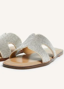 Linzi Becca Silver Diamante Embellished Slider Sandal
