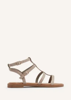 Linzi Belinda Taupe Faux Leather Gladiator Style Sandal