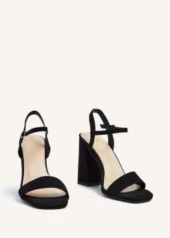Linzi Beverley Black Faux Suede Block Heeled Sandal