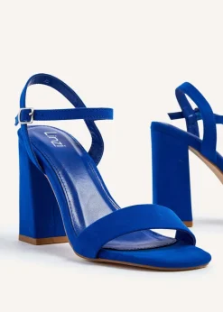 Linzi Beverley Cobalt Faux Suede Block Heeled Sandal