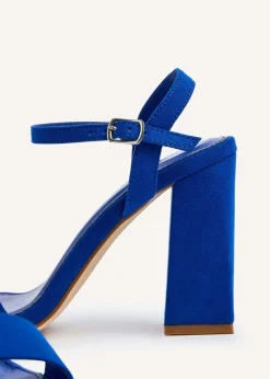 Linzi Beverley Cobalt Faux Suede Block Heeled Sandal