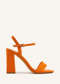 Linzi Beverley Orange Faux Suede Block Heeled Sandal