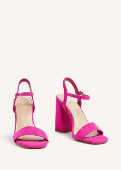 Linzi Beverley Pink Faux Suede Block Heeled Sandal