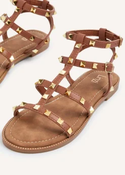 Linzi Billie Tan Studded Gladiator Sandal
