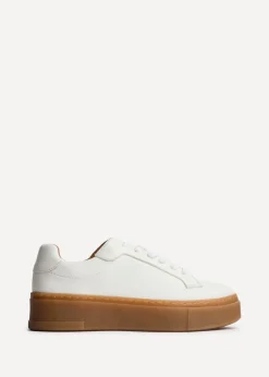Linzi Blanca White Faux Leather Lace-Up Flatform Trainers