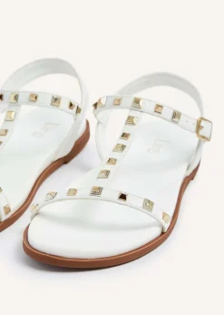 Linzi Bliss White Faux Leather T-Bar Footbed Sandal