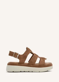 Linzi Boston Tan Faux Nubuck Fisherman Flatform Sandals