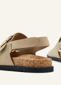 Linzi Bria Sand Faux Nubuck Cork Footbed Sandal