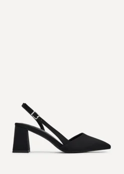 Linzi Brooklyn Black Scuba Sling Back Court Heel