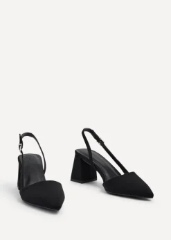 Linzi Brooklyn Black Scuba Sling Back Court Heel