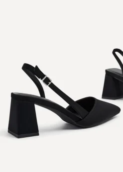Linzi Brooklyn Black Scuba Sling Back Court Heel