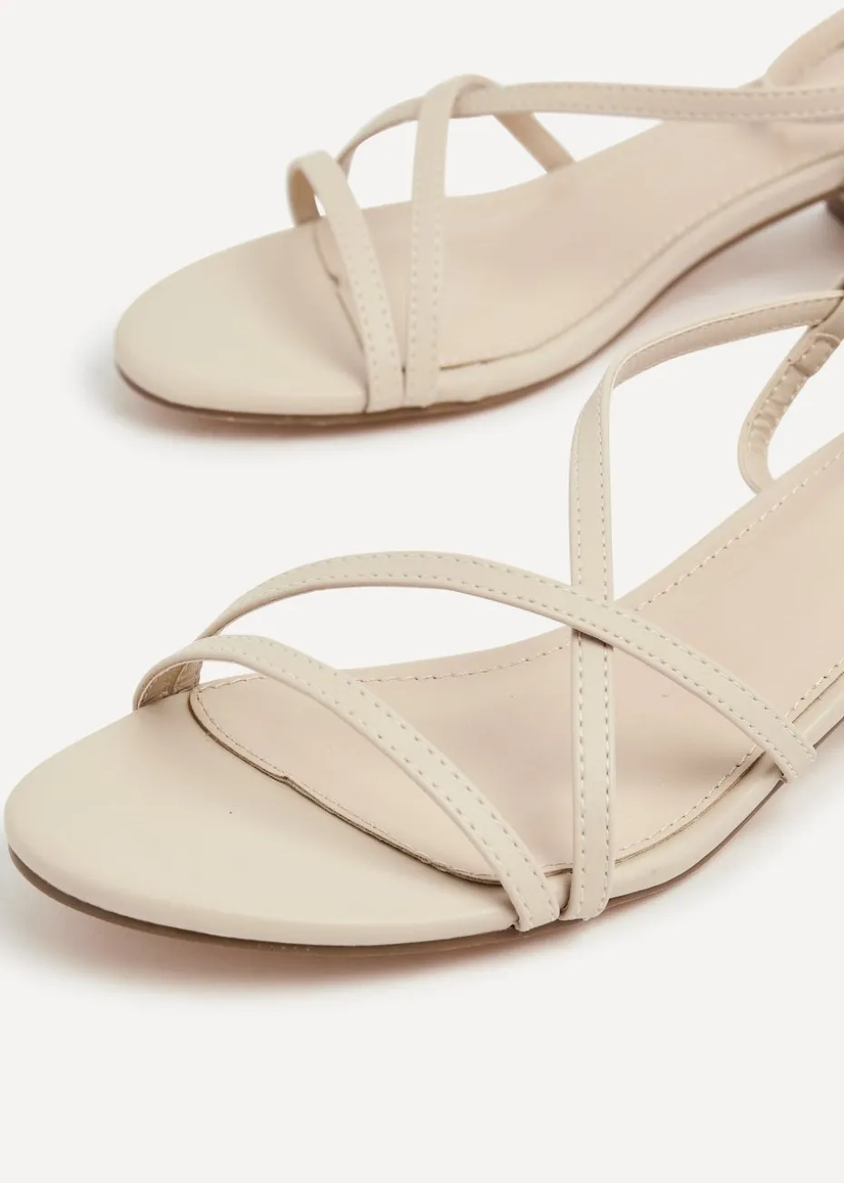 Linzi Calista Nude Faux Leather Strappy Low Block Sandal