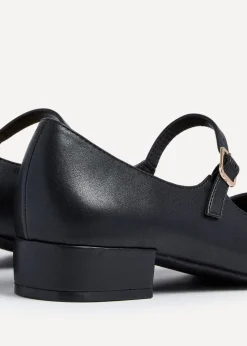 Linzi Carley Black Faux Leather Low Block Court Shoe