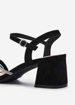 Linzi Carnation Black Suede Open Back Sandal