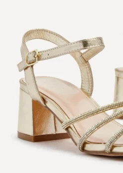 Linzi Carnation Gold Faux Leather Open Back Sandal