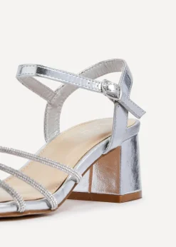 Linzi Carnation Silver Faux Leather Open Back Sandal