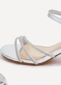 Linzi Carnation Silver Faux Leather Open Back Sandal