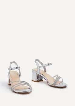 Linzi Carnation Silver Faux Leather Open Back Sandal