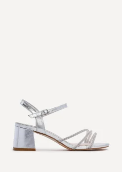 Linzi Carnation Silver Faux Leather Open Back Sandal
