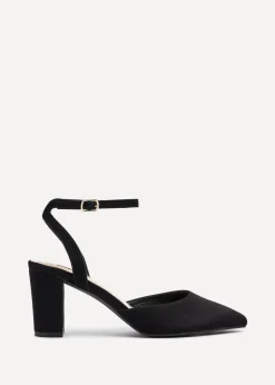 Linzi Carrie Black Faux Suede Mid Height Court Shoe