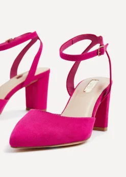 Linzi Carrie Fuchsia Faux Suede Mid Height Court Shoe
