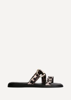 Linzi Cassandra Leopard Print Double Strap Sandal