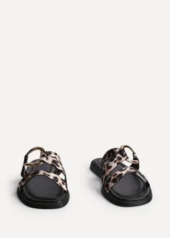 Linzi Cassandra Leopard Print Double Strap Sandal