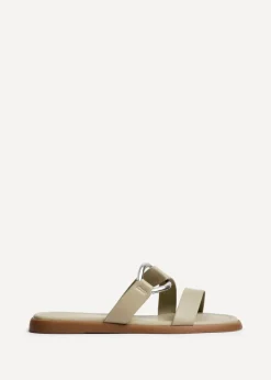 Linzi Cassandra Sage Green Faux Leather Double Strap Sandal