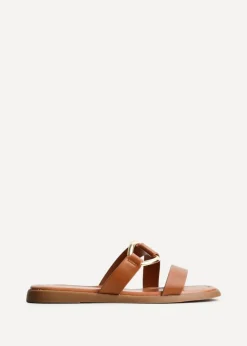 Linzi Cassandra Tan Faux Leather Double Strap Sandal