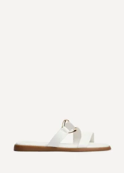 Linzi Cassandra White Faux Leather Double Strap Sandal