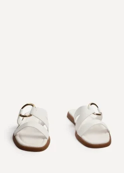 Linzi Cassandra White Faux Leather Double Strap Sandal