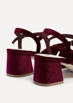 Linzi Charlotte Burgundy Velvet Block Heeled Sandal