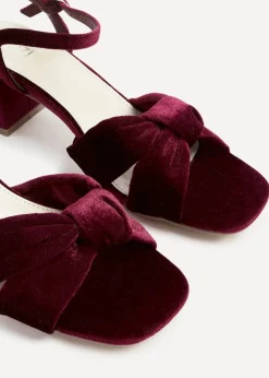 Linzi Charlotte Burgundy Velvet Block Heeled Sandal