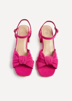 Linzi Charlotte Hot Pink Suede Block Heeled Sandal