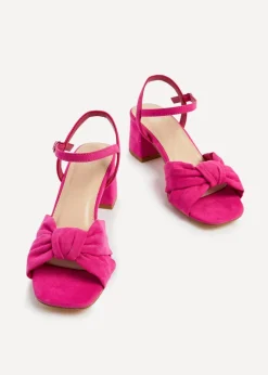 Linzi Charlotte Hot Pink Suede Block Heeled Sandal