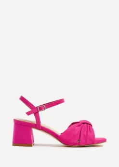 Linzi Charlotte Hot Pink Suede Block Heeled Sandal