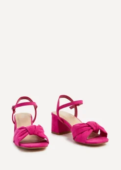 Linzi Charlotte Hot Pink Suede Block Heeled Sandal
