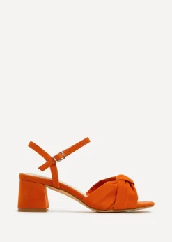 Linzi Charlotte Orange Faux Suede Block Heeled Sandal