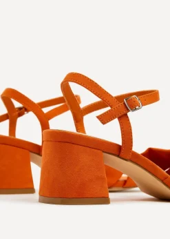 Linzi Charlotte Orange Faux Suede Block Heeled Sandal