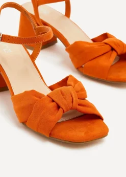 Linzi Charlotte Orange Faux Suede Block Heeled Sandal