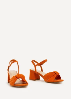 Linzi Charlotte Orange Faux Suede Block Heeled Sandal