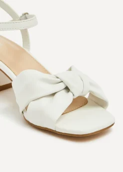 Linzi Charlotte White Faux Leather Block Heeled Sandal